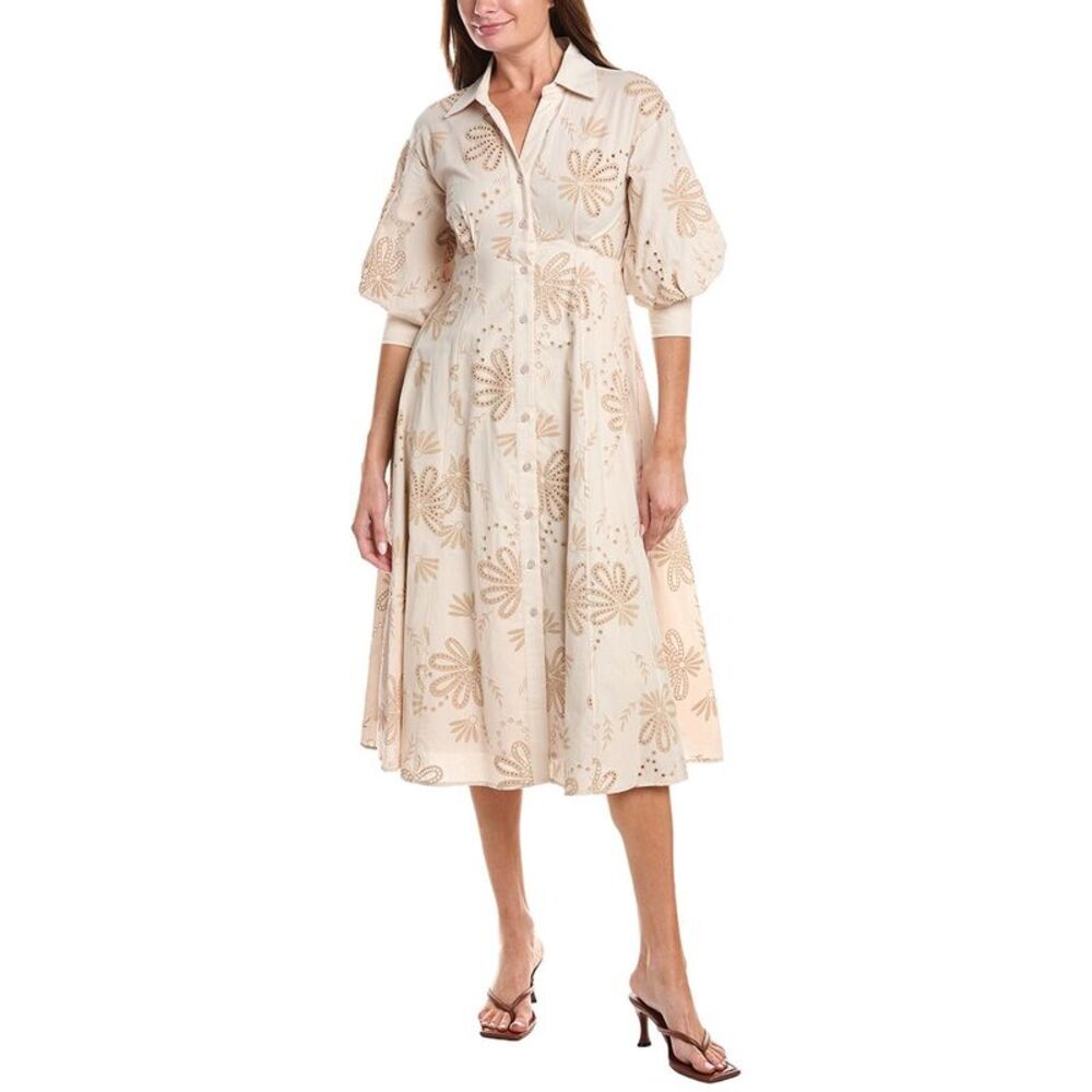 Gracia Womens  Embroidered Eyelet Shirtdress